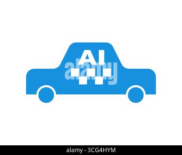 AI taxi car icon, representing autonomous vehicles, artificial intelligence transportation, and modern smart city mobility. Perfect for apps, transpor Stock Vector