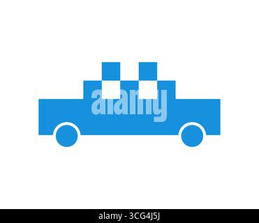 Minimalist taxi icon in blue, representing transportation, mobility, ride-hailing, and simple digital signage for smart city and navigation concepts. Stock Vector