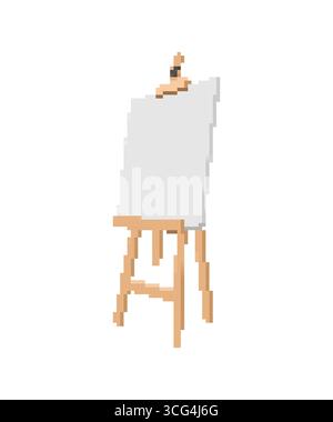 Pixel art empty easel for painting, perfect for art, creativity, design, and artistic concept illustrations. Stock Vector
