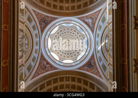 National Library of Finland interior in Helsinki, Finland. Ceiling with dome and skylight in the Cupola Hall from 1844, designed by Carl Ludvig Engel. Stock Photo