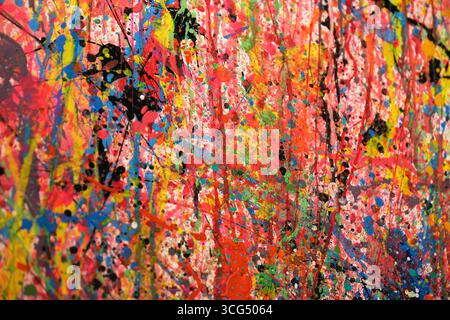 abstract painting of colorful paint splattering Stock Photo