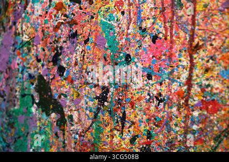 abstract painting of colorful paint splattering Stock Photo