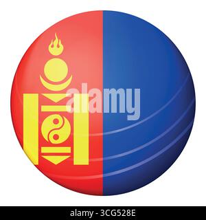 Glass light ball with flag of Mongolia. Round sphere, template icon. Mongolian national symbol. Glossy realistic ball, 3D abstract vector illustration Stock Vector