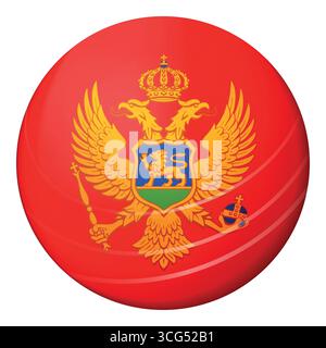 Glass light ball with flag of Montenegro. Round sphere, template icon. Montenegrin national symbol. Glossy realistic ball, 3D abstract vector Stock Vector