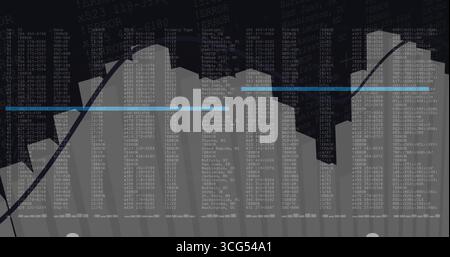 Displaying gray bar chart tracing error codes with black cyan trend lines on digital dashboard Stock Photo