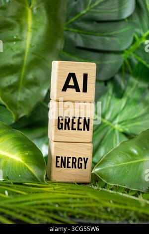 AI and Green Energy. Environmental concept. Using artificial intelligence in the green energy acquisition business. vertical photo Stock Photo