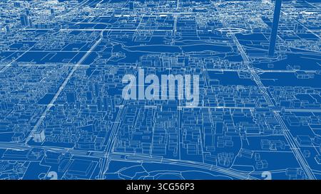 Blue City Blueprint Stock Vector