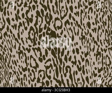 Leopard print. Vector seamless pattern. Animal skin background with black and brown spots on beige backdrop. Abstract exotic safari texture. Jaguar, l Stock Vector