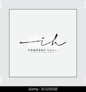 IH Initial Logo in Signature Style for Photography and Fashion Business - Hand Drawn Signature Logo Vector Stock Vector