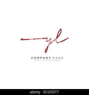 YL Simple Signature Logo - Handwritten Vector Template for Y and L Logo Stock Vector