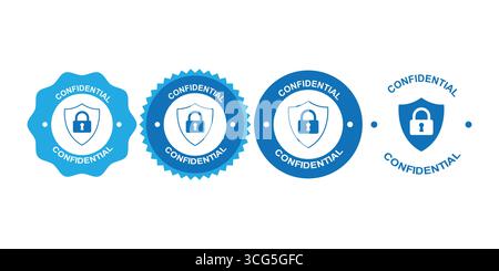 Confidential Privacy Icons with Lock Symbol for Data Safety Stock Vector