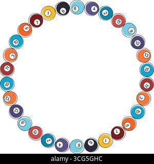 Billiards sport frame. Colorful design for players template. Baby shower design Stock Vector