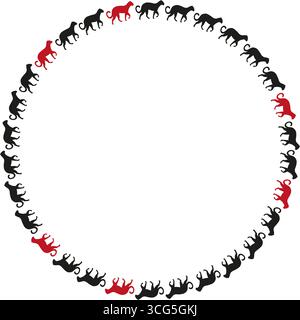 Puma cheetah silhouette border. Big cat banner with wild animal on white background Stock Vector