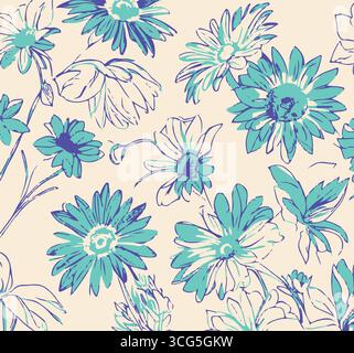 Vintage Floral patterns seamless background border embroidery ethnic batik retro. Flower motifs paisley batik. Brown silhouette watercolour flowers ik Stock Vector