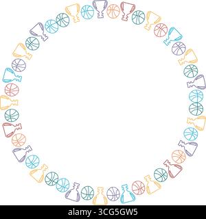 Basketball game frame. Colorful design for players template. Baby shower design Stock Vector
