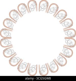 Hand drawn vector outline line art floral empty frame. Baroque floral vintage outline design concept. Stock Vector
