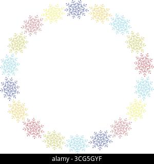 Snowflake xmas frame. Christmas snowflake on white background. Baby shower design Stock Vector