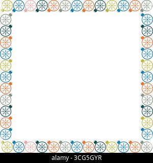 Golden christmas decoration frame. Festive greeting template with Christmas toys. Baby shower design Stock Vector