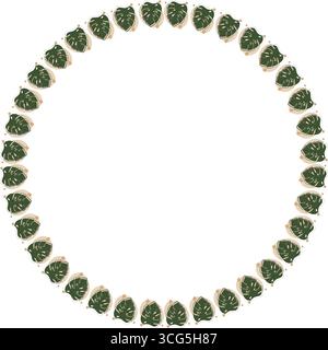Green plant nature elements frame. Aesthetic elements on white background border with empty space Stock Vector