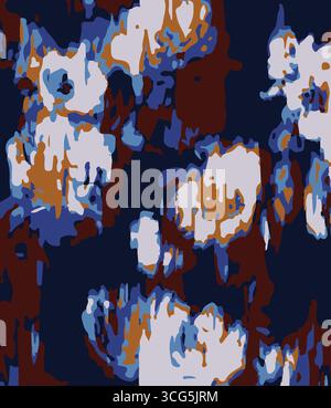 Colorful patterns depicting tropical plants, flowers, flower twigs, leaves on a light blue background. Foliage of exotic plants in summer for banners, Stock Vector