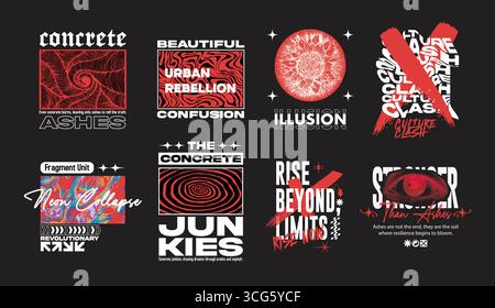 Streetwear design inspiration retro futuristic design for apparel clothing and poster Bundle Vector Stock Vector
