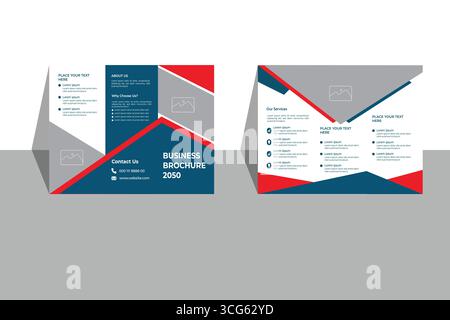 Brochure Business Template in Tri Fold Layout. Corporate Design Leaflet with replaceable image. Stock Vector