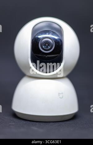 360-degree surveillance camera on clean studio white Stock Photo