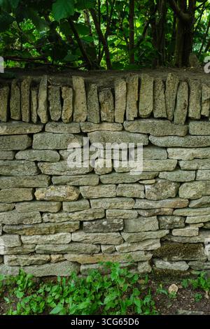 Cotswolds, England, U.K. Stone Wall along the Cotswold Way, Gloucestershire. Stock Photo