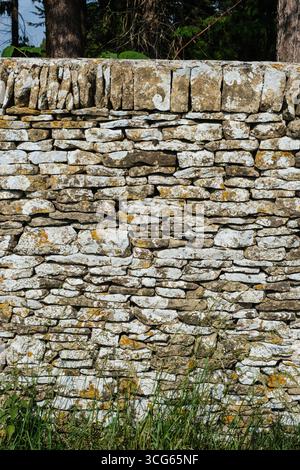 Cotswolds, England, U.K. Stone Wall along the Cotswolds Way. Stock Photo