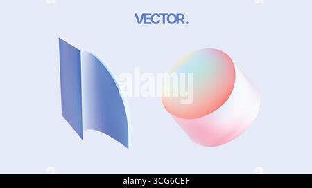 Explore Stunning and Stylish 3D Vector Shapes Designed in Beautiful Soft Color Palettes Stock Vector