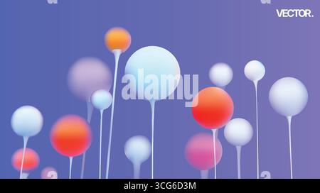 An Abstract Composition of Colorful Spheres Set Against a Gradient Background Design Stock Vector