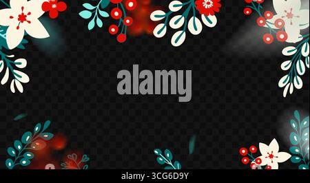 A Beautiful Floral Festive Frame Design Featuring a Dark Background for Various Occasions Stock Vector