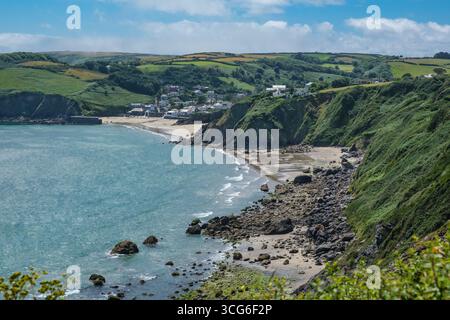 Cornwall, England, U.K. View of Gorran Haven from the South West Coast Path. Stock Photo