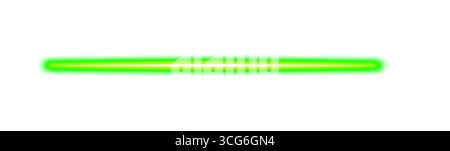 Single glowing green neon light beam with soft flare on transparent background Stock Photo