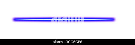 Single glowing blue neon light beam with soft flare on transparent background Stock Photo