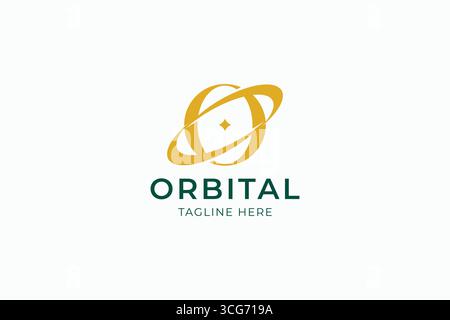 Abstract Letter O Logo with Orbital Element Unique Concept Brand Identity Stock Vector