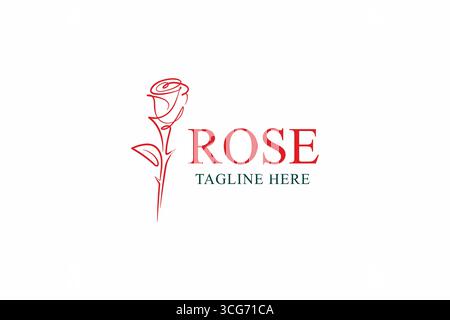 Rose Line Art Logo Abstract Illustration Feminine Business Concept Stock Vector