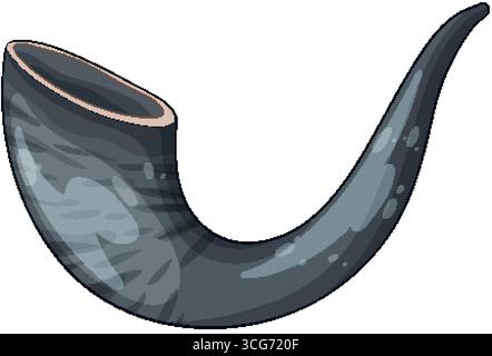 Traditional shofar horn in cartoon vector style, isolated, with smooth shading and clean outlines Stock Vector