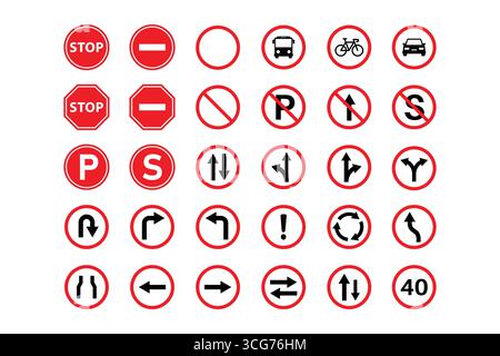 Variety of International Road and Traffic Signs Vector Illustration Stock Vector