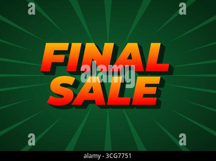 Bold orange text FINAL SALE on a green radial burst background, high contrast sale banner. Stock Vector