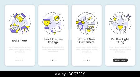 Benefits of ethical branding onboarding mobile app screen Stock Vector