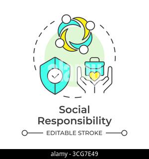 Social responsibility multi color concept icon Stock Vector