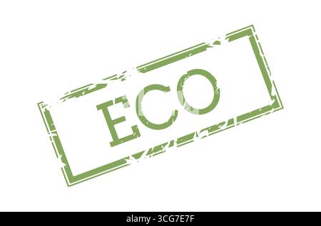 Grunge-style rectangular eco stamp with simple text, ideal for eco-friendly branding, packaging, or product labels Stock Vector
