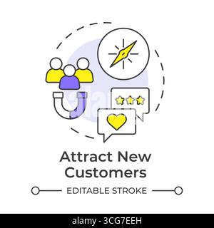 Attract new customers multi color concept icon Stock Vector