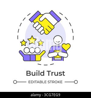 Build trust multi color concept icon Stock Vector