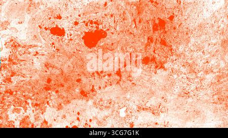 Marble texture background from different shades of orange on white. Bright orange spots. Chaotic spots, waves, stripes and dots. They form different t Stock Photo