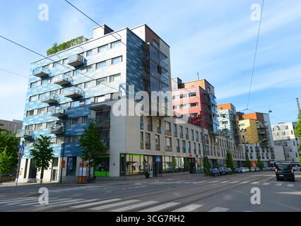 Modern residential buildings along Välimerenkatu in Helsinki, Finland. Stock Photo