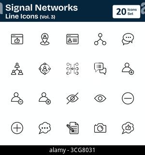 Signal Networks Line Icons (Vol. 3) Stock Vector