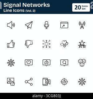 Signal Networks Line Icons (Vol. 2) Stock Vector