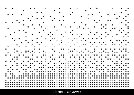 Disintegration dot grain noise, fade halftone effect, disperse dot work, Dispersed background mosaic pixel grid. . Vector illustration Stock Vector